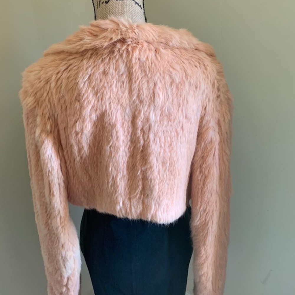❄️SALE❄️ Genuine rabbit fur cropped pink jacket - Picture 5 of 8